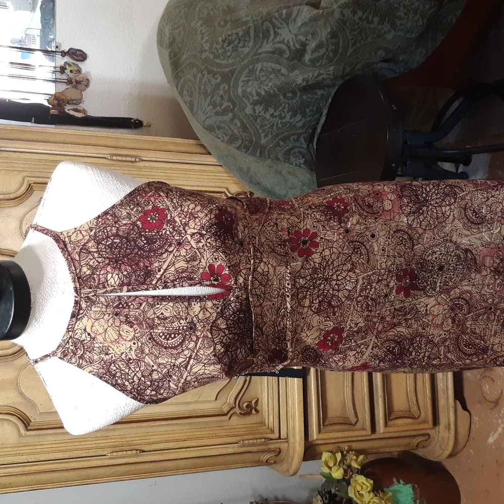 Womens dress Sz Med Small Sleeveless Summer Floral Spiral pattern ALYN PAIGE